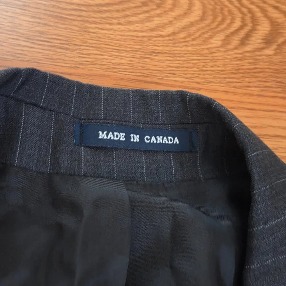 Men's Vintage Ralph Lauren Charcoal Gray Pinstripe Wool Blazer Sport Coat 43L